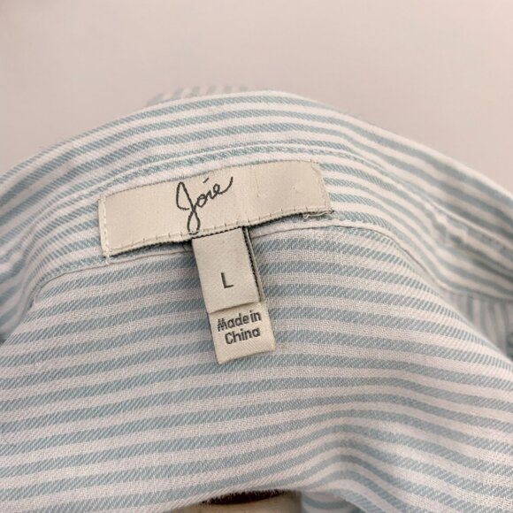 Joie Dumas Blue Pinstripe Button Down Shirt Size Large - Picture 8 of 9